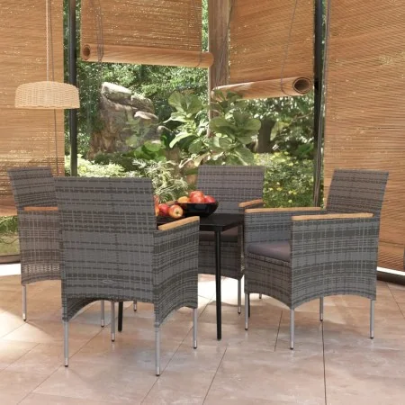 Juego de comedor para jardín 5 piezas con cojines gris y negro de , Conjuntos de jardín - Ref: Foro24-3099348, Precio: 372,56...