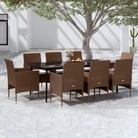 Juego de comedor para jardín 9 piezas y cojines marrón y negro von , Gartensets - Ref: Foro24-3099322, Preis: 765,78 €, Rabat...