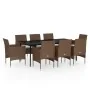 Juego de comedor para jardín 9 piezas y cojines marrón y negro von , Gartensets - Ref: Foro24-3099322, Preis: 777,87 €, Rabat...