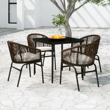 Juego de comedor de jardín 5 piezas con cojines marrón de , Conjuntos de jardín - Ref: Foro24-3099246, Precio: 458,37 €, Desc...