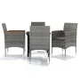 Juego de comedor para jardín 5 piezas con cojines gris y negro de , Conjuntos de jardín - Ref: Foro24-3099336, Precio: 351,09...