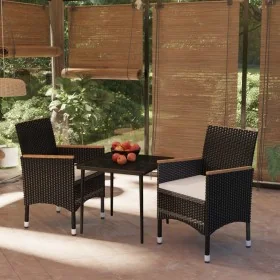 Juego de comedor de jardín 3 piezas con cojines negro by , Garden sets - Ref: Foro24-3099341, Price: 234,04 €, Discount: %