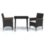 Juego de comedor de jardín 3 piezas con cojines negro de , Conjuntos de jardín - Ref: Foro24-3099341, Precio: 233,80 €, Descu...