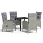 Juego de comedor para jardín 5 piezas con cojines gris y negro de , Conjuntos de jardín - Ref: Foro24-3099360, Precio: 674,28...
