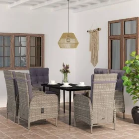 Juego de comedor de jardín 7 piezas con cojines gris y negro by , Garden sets - Ref: Foro24-3099374, Price: 1,00 €, Discount: %