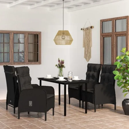 Juego de comedor de jardín 5 piezas con cojines negro de , Conjuntos de jardín - Ref: Foro24-3099355, Precio: 632,88 €, Descu...