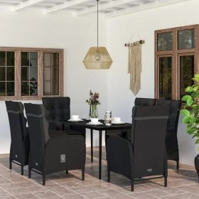 Juego de comedor de jardín 7 piezas con cojines negro by , Garden sets - Ref: Foro24-3099369, Price: 1,00 €, Discount: %