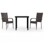 Juego de comedor de jardín 3 piezas marrón y negro by , Garden sets - Ref: Foro24-3099383, Price: 193,75 €, Discount: %