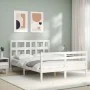 White solid wood bed frame with headboard 120x200 cm by vidaXL, Beds and slatted bases - Ref: Foro24-3194827, Price: 123,57 €...