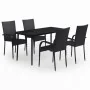 Juego de comedor para jardín 5 piezas negro by , Garden sets - Ref: Foro24-3099397, Price: 333,40 €, Discount: %