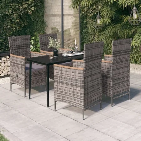 Juego de comedor de jardín 5 piezas con cojines gris de , Conjuntos de jardín - Ref: Foro24-3099451, Precio: 665,49 €, Descue...