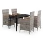 Juego de comedor de jardín 5 piezas con cojines gris de , Conjuntos de jardín - Ref: Foro24-3099451, Precio: 665,49 €, Descue...