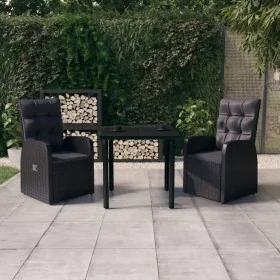 Juego de comedor de jardín 3 piezas con cojines negro by , Garden sets - Ref: Foro24-3099479, Price: 403,26 €, Discount: %