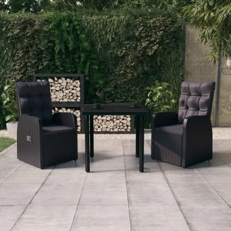 Juego de comedor de jardín 3 piezas con cojines negro de , Conjuntos de jardín - Ref: Foro24-3099479, Precio: 403,21 €, Descu...