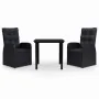 Juego de comedor de jardín 3 piezas con cojines negro de , Conjuntos de jardín - Ref: Foro24-3099479, Precio: 403,21 €, Descu...