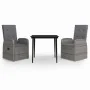 Juego de comedor de jardín 3 piezas con cojines gris de , Conjuntos de jardín - Ref: Foro24-3099485, Precio: 426,21 €, Descue...