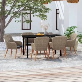 Juego de comedor para jardín 7 piezas con cojines marrón by , Garden sets - Ref: Foro24-3099514, Price: 814,92 €, Discount: %