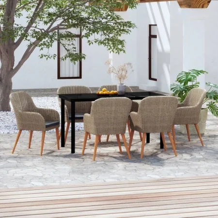 Juego de comedor para jardín 7 piezas con cojines marrón de , Conjuntos de jardín - Ref: Foro24-3099514, Precio: 819,33 €, De...