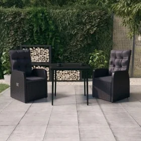 Juego de comedor de jardín 3 piezas con cojines negro by , Garden sets - Ref: Foro24-3099491, Price: 421,93 €, Discount: %