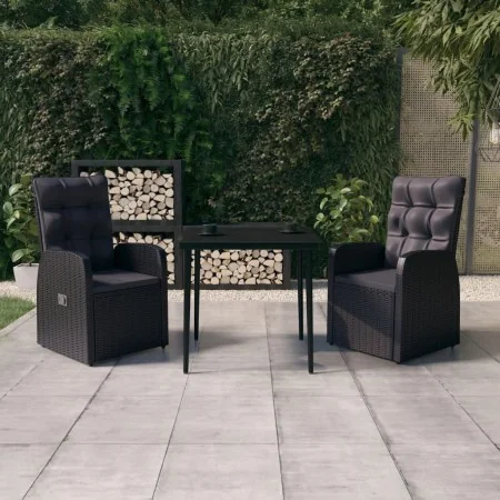 Juego de comedor de jardín 3 piezas con cojines negro de , Conjuntos de jardín - Ref: Foro24-3099491, Precio: 421,89 €, Descu...
