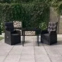 Juego de comedor de jardín 3 piezas con cojines negro de , Conjuntos de jardín - Ref: Foro24-3099491, Precio: 421,89 €, Descu...