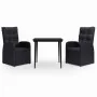 Juego de comedor de jardín 3 piezas con cojines negro de , Conjuntos de jardín - Ref: Foro24-3099491, Precio: 421,89 €, Descu...