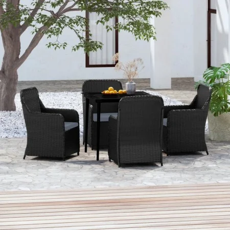 Juego de comedor de jardín 5 piezas con cojines negro von , Gartensets - Ref: Foro24-3099542, Preis: 619,62 €, Rabatt: %