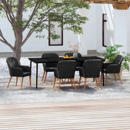 Juego de comedor de jardín 7 piezas con cojines negro von , Gartensets - Ref: Foro24-3099521, Preis: 802,18 €, Rabatt: %