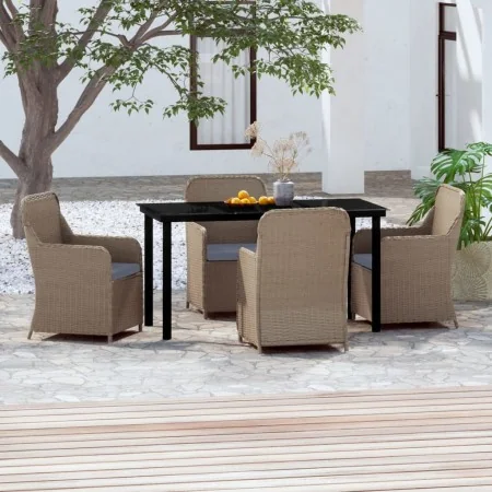 Juego de comedor de jardín 5 piezas con cojines marrón von , Gartensets - Ref: Foro24-3099537, Preis: 661,63 €, Rabatt: %