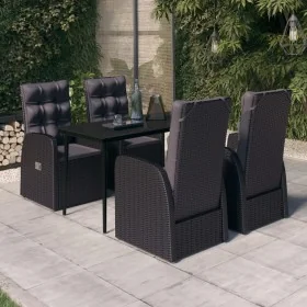 Juego de comedor de jardín 5 piezas con cojines negro by , Garden sets - Ref: Foro24-3099493, Price: 739,67 €, Discount: %