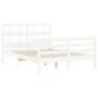 White solid wood bed frame with headboard 120x200 cm by vidaXL, Beds and slatted bases - Ref: Foro24-3194827, Price: 123,57 €...