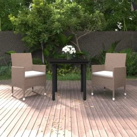 Set comedor de jardín 3 pzas y cojines ratán sintético y vidrio by , Garden sets - Ref: Foro24-3099703, Price: 201,43 €, Disc...