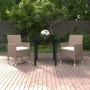 Set comedor de jardín 3 pzas y cojines ratán sintético y vidrio de , Conjuntos de jardín - Ref: Foro24-3099703, Precio: 201,4...