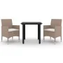 Set comedor de jardín 3 pzas y cojines ratán sintético y vidrio de , Conjuntos de jardín - Ref: Foro24-3099703, Precio: 201,4...
