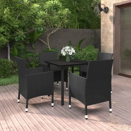 Set comedor de jardín 5 pzas y cojines ratán sintético y vidrio by , Garden sets - Ref: Foro24-3099686, Price: 349,59 €, Disc...