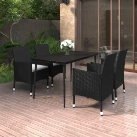 Set comedor de jardín 5 pzas y cojines ratán sintético y vidrio by , Garden sets - Ref: Foro24-3099729, Price: 350,32 €, Disc...