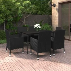 Set comedor de jardín 7 pzas y cojines ratán sintético y vidrio de , Conjuntos de jardín - Ref: Foro24-3099736, Precio: 519,4...