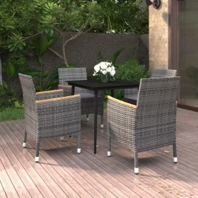 Set comedor de jardín 5 pzas y cojines ratán sintético y vidrio von , Gartensets - Ref: Foro24-3099788, Preis: 431,14 €, Raba...