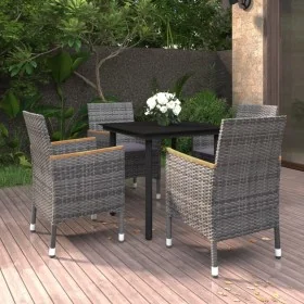 Set comedor de jardín 5 pzas y cojines ratán sintético y vidrio by , Garden sets - Ref: Foro24-3099776, Price: 414,28 €, Disc...