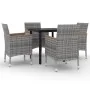 Set comedor de jardín 5 pzas y cojines ratán sintético y vidrio von , Gartensets - Ref: Foro24-3099776, Preis: 414,27 €, Raba...