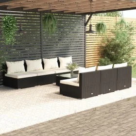 Set de sofás de jardín 8 piezas y cojines ratán sintético negro by , Garden sets - Ref: Foro24-3101463, Price: 831,12 €, Disc...