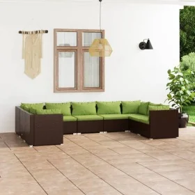 Set muebles de jardín 9 piezas y cojines ratán sintético marrón de , Conjuntos de jardín - Ref: Foro24-3101972, Precio: 1,00 ...