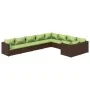 Set muebles de jardín 9 piezas y cojines ratán sintético marrón von , Gartensets - Ref: Foro24-3102764, Preis: 1,00 €, Rabatt: %