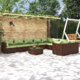 Set muebles de jardín 10 pzas y cojines ratán sintético marrón by , Garden sets - Ref: Foro24-3102772, Price: 1,00 €, Discoun...