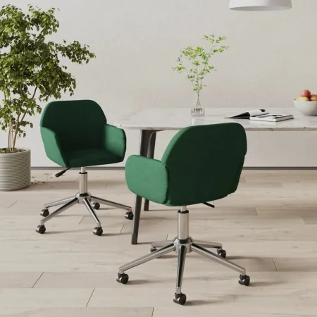 Sillas de comedor giratorias 2 unidades tela verde oscuro de , Sillas de comedor - Ref: Foro24-3103091, Precio: 165,27 €, Des...