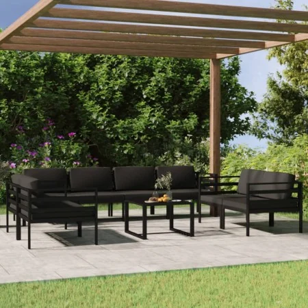 Set muebles de jardín 9 pzas y cojines aluminio gris antracita von , Gartensets - Ref: Foro24-3107799, Preis: 1,00 €, Rabatt: %