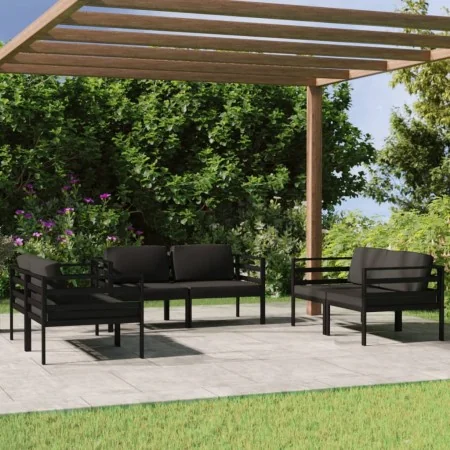 Set muebles de jardín 6 pzas y cojines aluminio gris antracita de , Conjuntos de jardín - Ref: Foro24-3107800, Precio: 888,52...