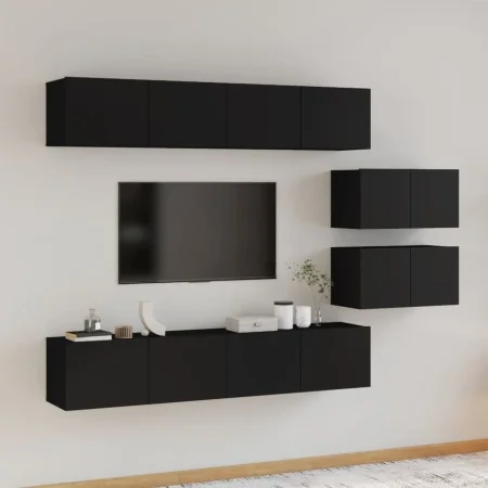 Set de muebles para TV 6 piezas madera contrachapada negro de , Muebles TV - Ref: Foro24-3114599, Precio: 253,92 €, Descuento: %
