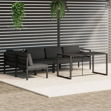 Set muebles de jardín 6 pzas y cojines aluminio gris antracita von , Gartensets - Ref: Foro24-3115916, Preis: 1,00 €, Rabatt: %