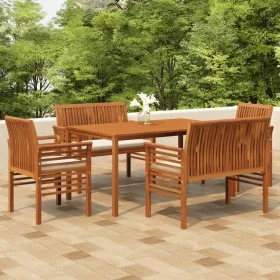 Set comedor de jardín 5 pzas y cojines madera maciza de acacia by , Garden sets - Ref: Foro24-3120459, Price: 708,64 €, Disco...